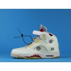 Off White x Air Jordan 5 Fire Red CT8480-002 Blanc Rouge